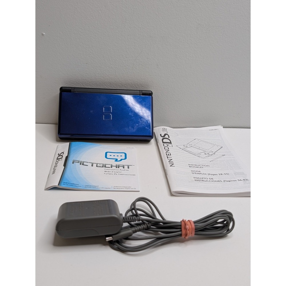 Nintendo - DS Lite Console Cobalt Black - Speaker Flaw - Charger & Manuals